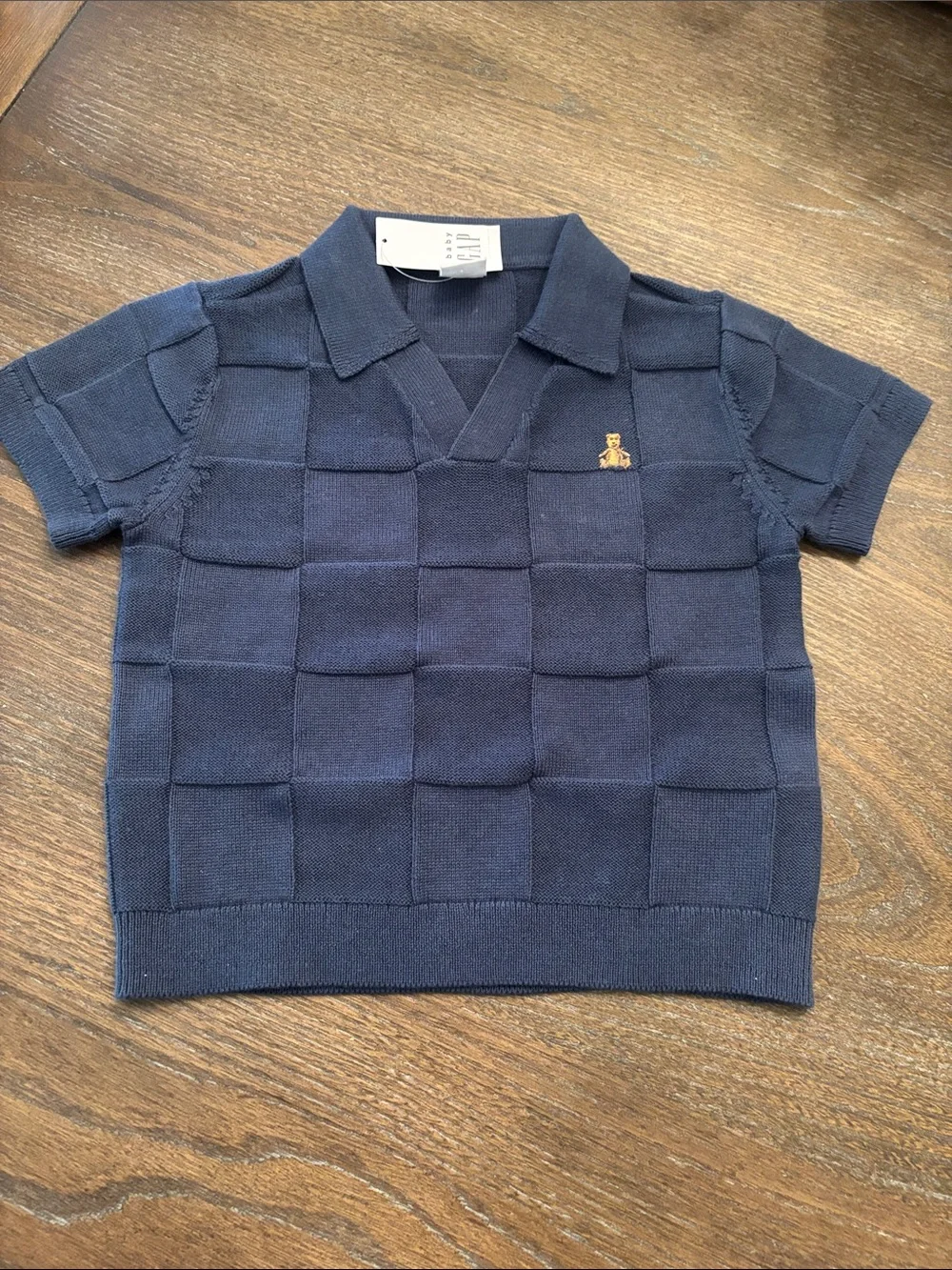 Baby GAP Knit Polo Tee with Textured Checker Knit